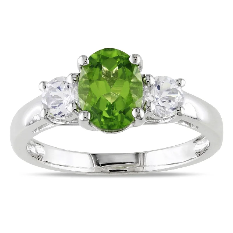 Tanzanite Gemstone Rings in 10K Gold with a Trilogy Design for a Sophisticated GiftMiadora Sterling Silver Green Peridot and Created White Sapphire Ring