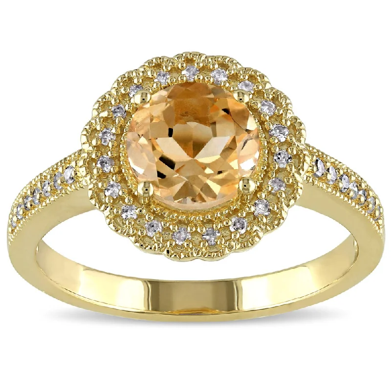 Aquamarine Gemstone Rings in 9K Gold with a Bezel Setting for a Modern and Secure FitMiadora Yellow Plated Silver Citrine and 1/6ct TDW Diamond Ring (G-H, I2-I3)