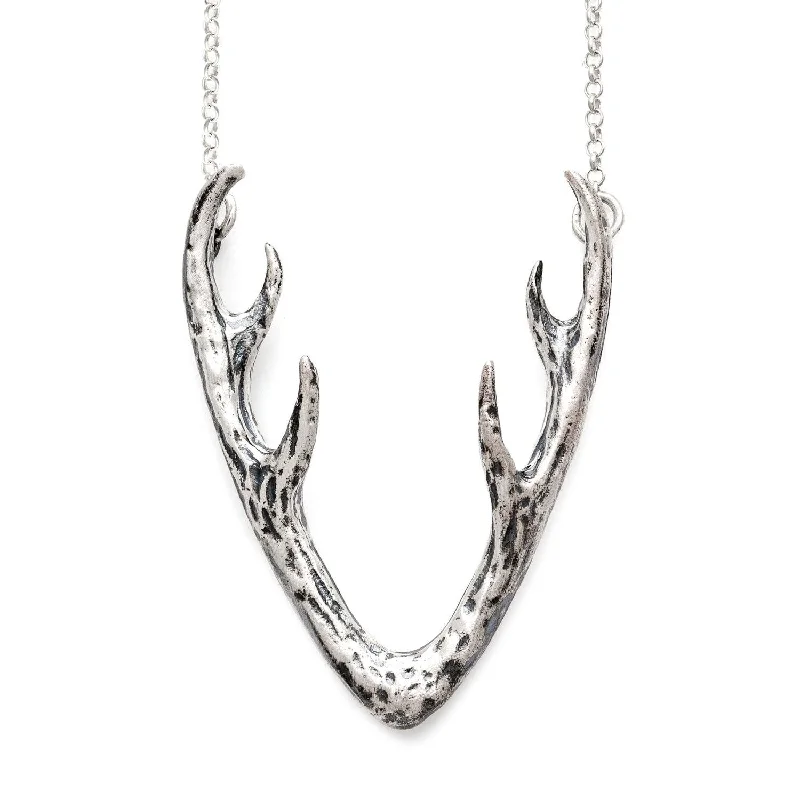 Magnetic - Closure Pendant Necklace with a Hidden Compartment for Secret KeepersAntler Necklace | Large