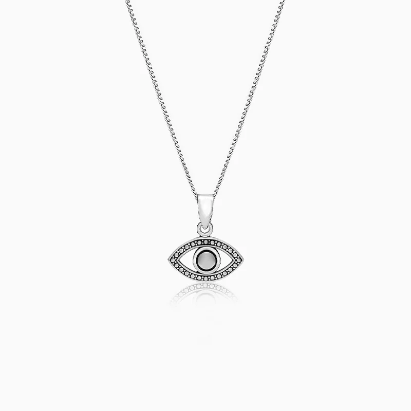 LED - Illuminated Moon Pendant Necklace for Nighttime EventsOxidised Silver Evil Eye Pendant with Box Chain