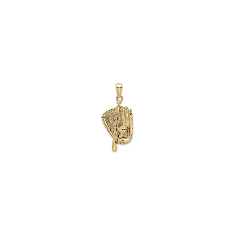 Magnetic - Locking Pendant with Hidden Compartment for Secret MessagesBaseball, Glove and Bat Pendant (14K)