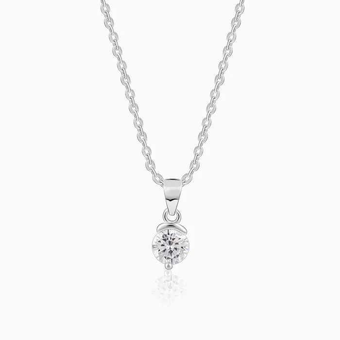 Statement - Making Large - Gemstone - Studded Geometric Pendant Necklace for Evening PartiesSilver Mini Solitaire Pendant with Link Chain