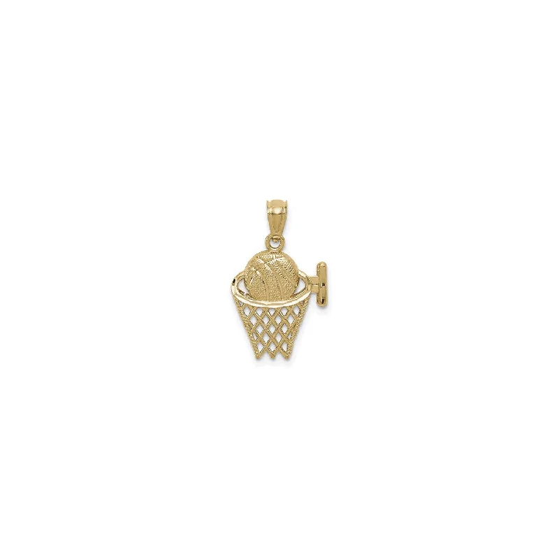 Rhinestone - Encrusted Crown Pendant for Little Girls' Dress - UpBasketball in the Net Pendant (14K)