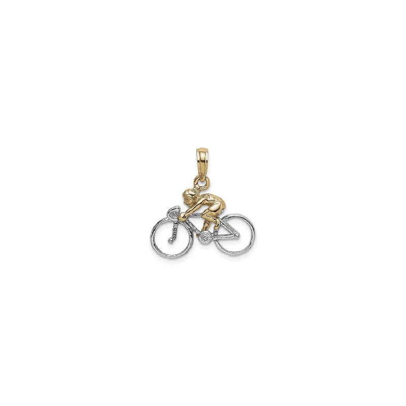 Customized Birthstone Pendant with Engraved Name for a Personalized TouchBicycle with Rider Pendant (14K)