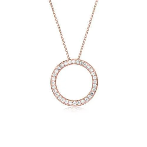 LED - Illuminated Moon Pendant Necklace for Nighttime EventsCircle pendant with 0.69 carats* of diamond simulants in 10 carat rose gold