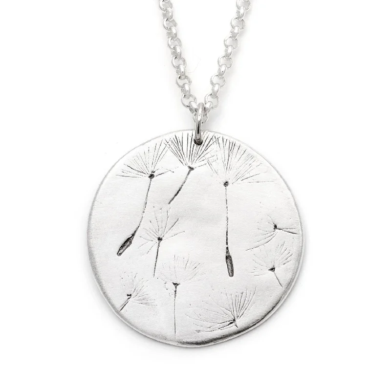 Custom - Engraved Initial Pendant Necklace in Sterling Silver for Mother's Day GiftDandelion Pendant