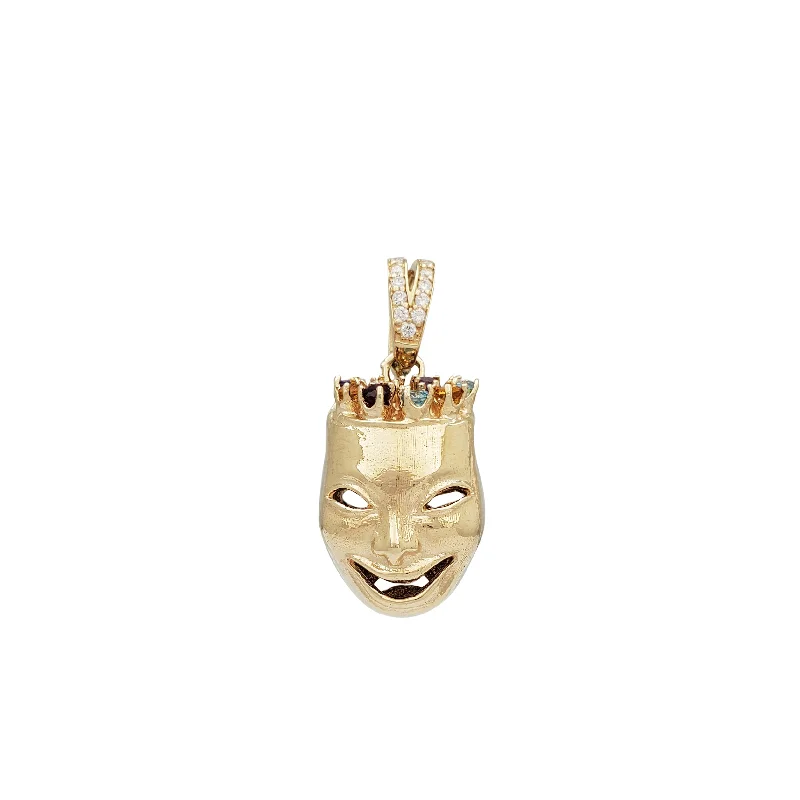 Gothic - Style Skull Pendant with Red Enamel Accents for Alternative FashionDiamond 3-D Reversible Comedy & Tragedy Theatre Mask Pendant (14K)