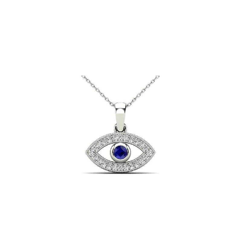 Handmade Leather - Wrapped Crystal Pendant for a Bohemian AestheticDiamond Blue Evil Eye Pendant (14K)