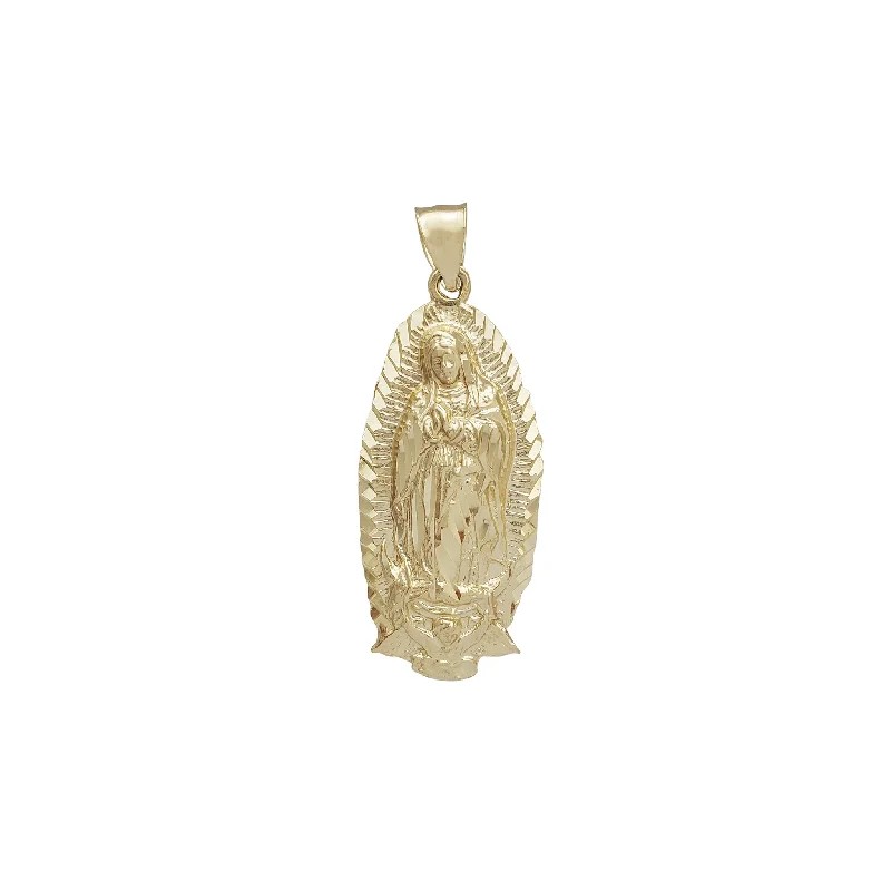 Retro - Inspired Art Deco - Patterned Pendant in Silver for Vintage LoversDiamond-cuts Halo Virgin Mary Pendant (14K)