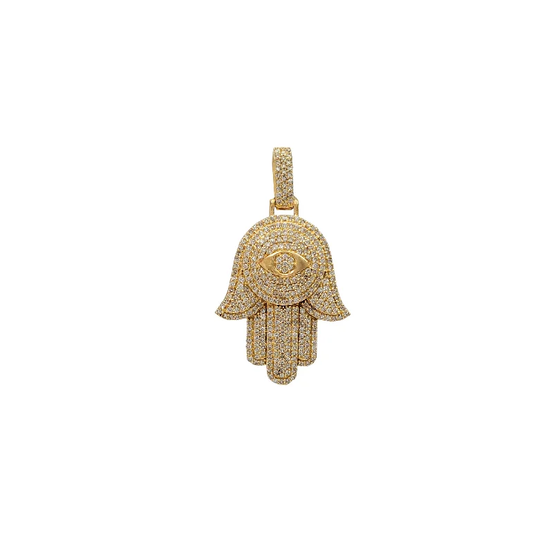 Military - Inspired Dog Tag Pendant with Engraved Service NumbersDiamond Iced-Out Evil Eye Hamsa Hand Pendant (14K)