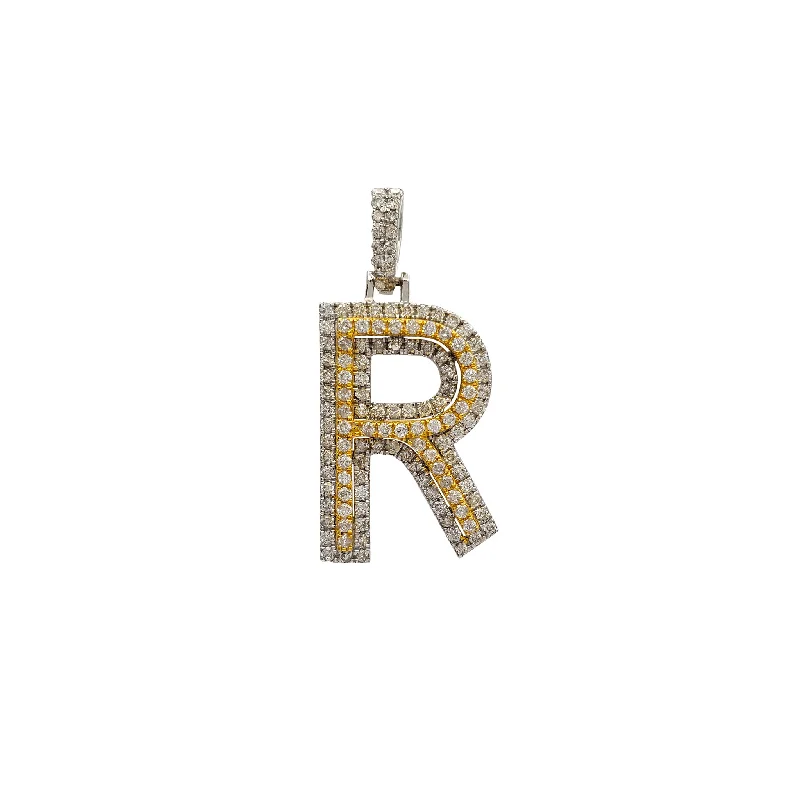 Double - Heart Pendant with Interlocking Design for CouplesDiamond Two-Tone Initial Letter "R" Pendant (14K)