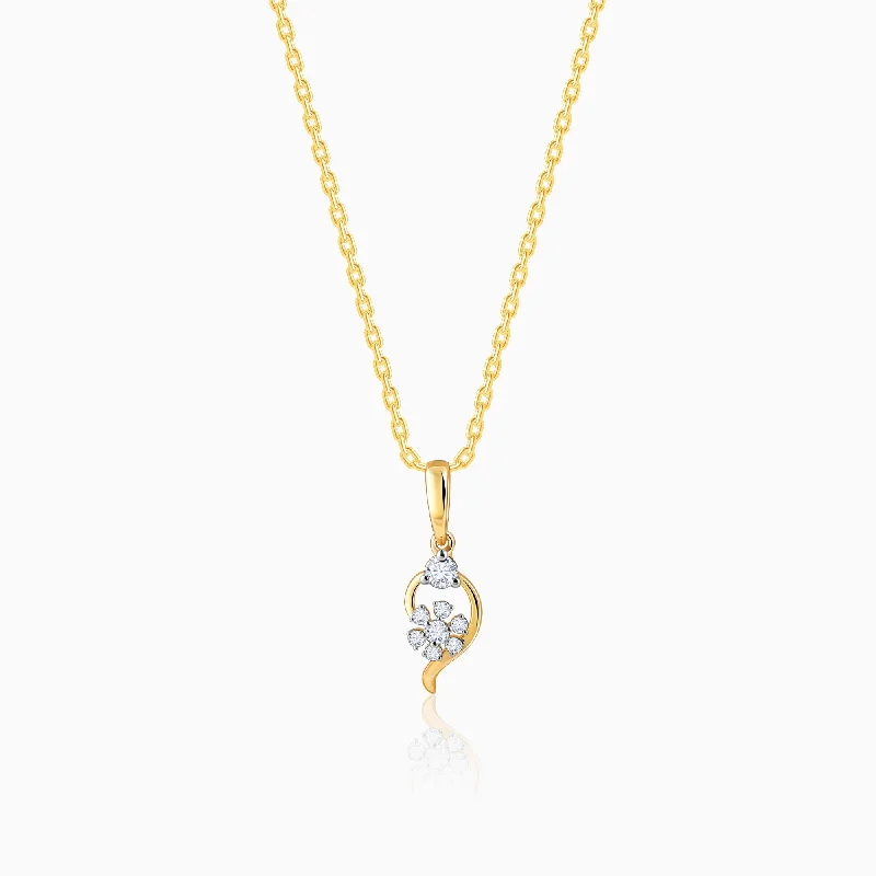 Pave - Set Cubic Zirconia Crown Pendant Necklace for Little Princess - Themed Birthday PartiesGold Feathery Elegance Diamond Pendant