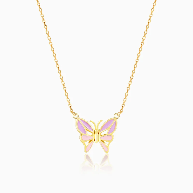 Dainty Gold - Plated Angel Wing Pendant Necklace for Sensitive Skin OwnersGolden Flutter With Joy Butterfly Necklace