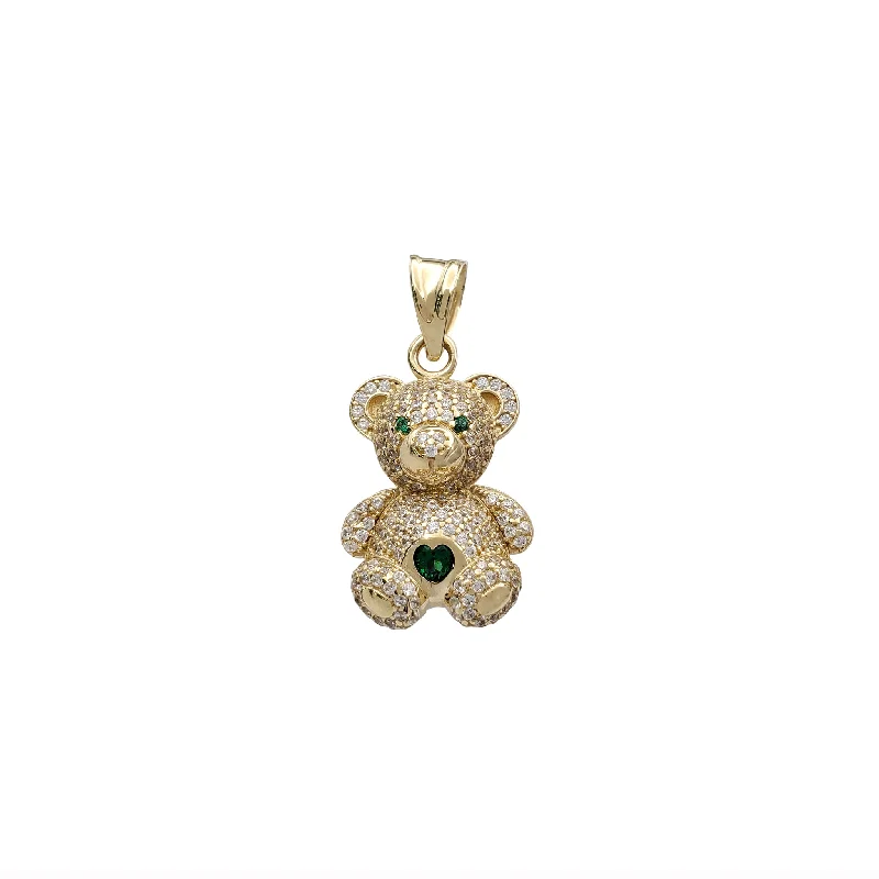 Mother - of - Pearl Inlaid Seahorse Pendant for Beach LoversGreen Zirconia Teddy Bear Pendant (14K)