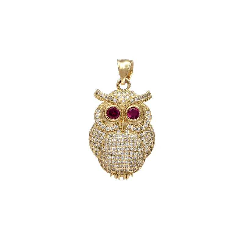 Magnetic - Locking Pendant with Hidden Compartment for Secret MessagesIced-Out Great Horned Owl Pendant (14K)