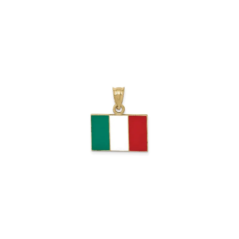 Military - Inspired Dog Tag Pendant with Engraved Service NumbersEnameled Italian Flag Pendant (14K)