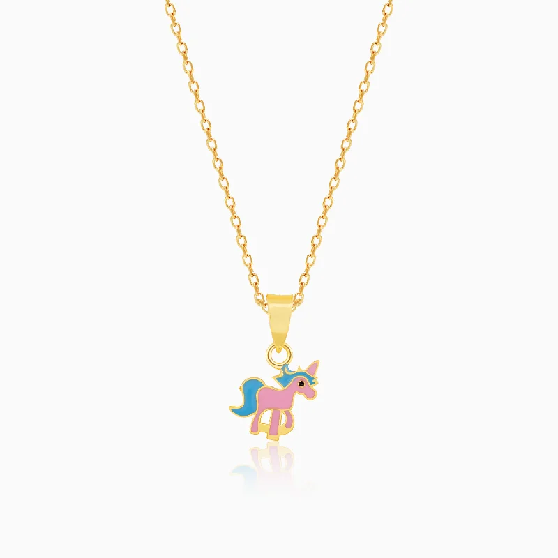 Cross - Stitch - Embroidered Floral Pendant Necklace for Handicraft AficionadosGolden Pie Unicorn Kids Pendant with Link Chain (7-10 yrs)