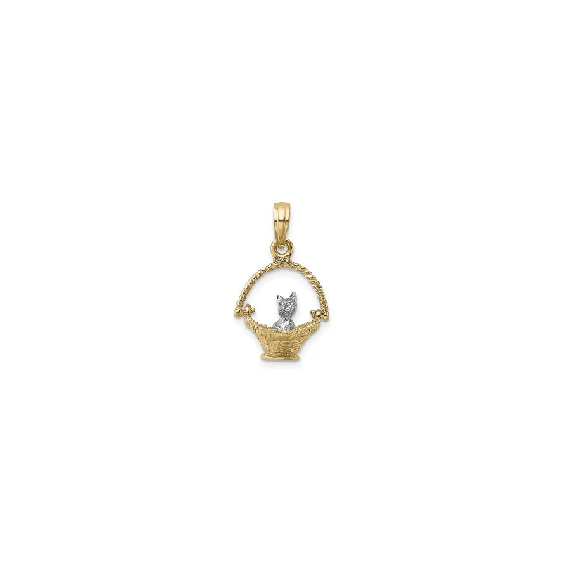 Magnetic - Locking Pendant with Hidden Compartment for Secret MessagesKitten in a Basket 3D Pendant (14K)