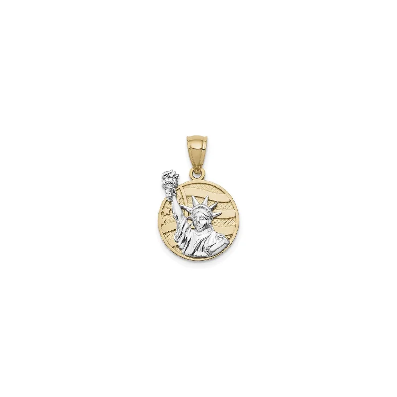 Magnetic - Locking Pendant with Hidden Compartment for Secret MessagesTwo-Tone Lady Liberty Disc Pendant (14K)