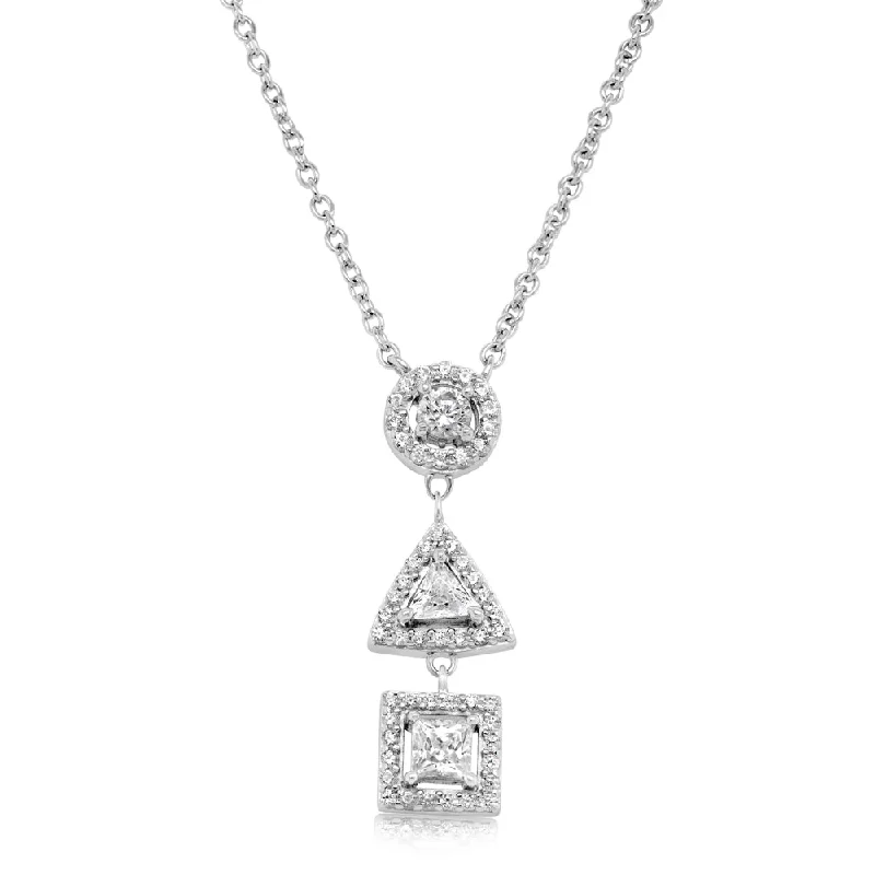 Custom - Engraved Initial Pendant Necklace in Sterling Silver for Mother's Day GiftNecklace with 0.55 carats* of diamond simulants in sterling silver