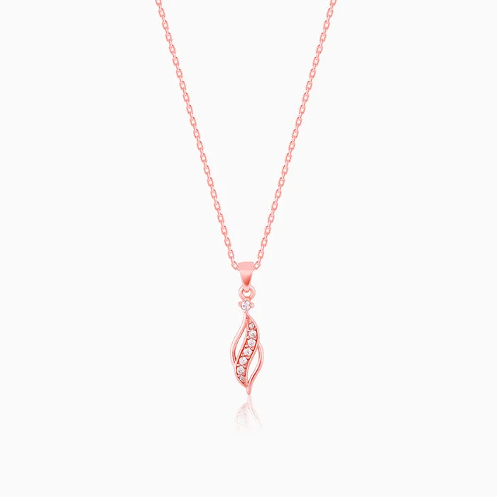 Magnetic - Closure Pendant Necklace with a Hidden Compartment for Secret KeepersRose Gold Leaflet Pendant With Link Chain