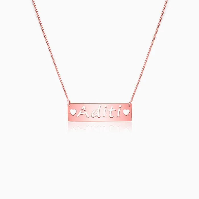 Double - Sided Pendant Necklace with a Photo Insert for Memory - KeepersRose Gold Personalised Name Engraved with Love Necklace