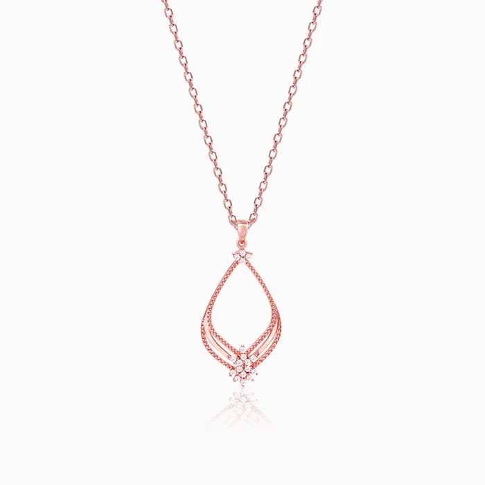 Pave - Set Cubic Zirconia Crown Pendant Necklace for Little Princess - Themed Birthday PartiesRose Gold Princess Pendant With Link Chain