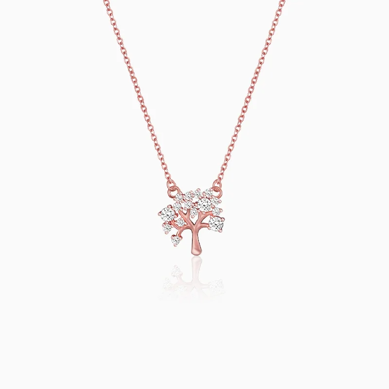 Pave - Set Cubic Zirconia Crown Pendant Necklace for Little Princess - Themed Birthday PartiesRose Gold Tree of Life Necklace