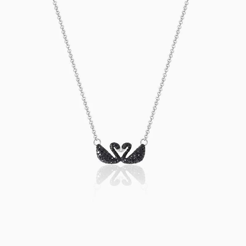 Dainty Gold - Plated Angel Wing Pendant Necklace for Sensitive Skin OwnersSilver Black Swan Necklace