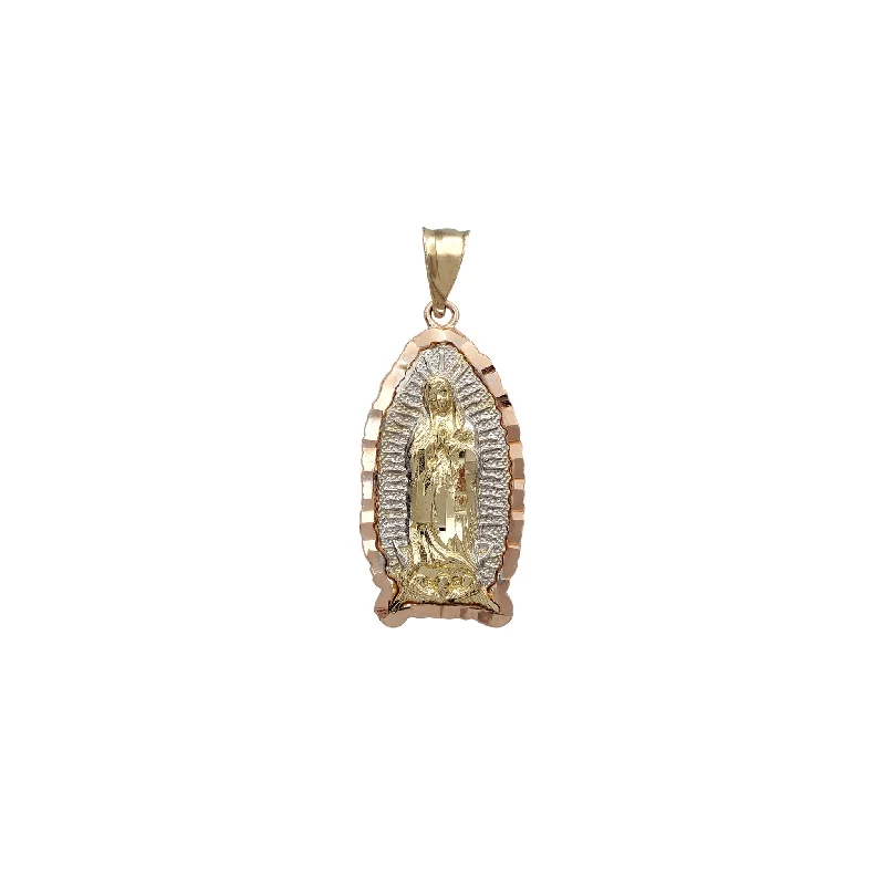 Double - Heart Pendant with Interlocking Design for CouplesTricolor Enshrined Virgin Mary Pendant (14K)