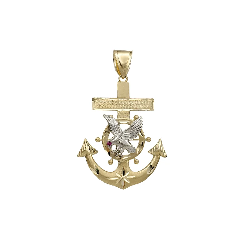 Glow - in - the - Dark Starry Sky Pendant for Nighttime AdventuresTwo-Tone Matte & Diamond-Cut Eagle & Anchor Pendant (14K)