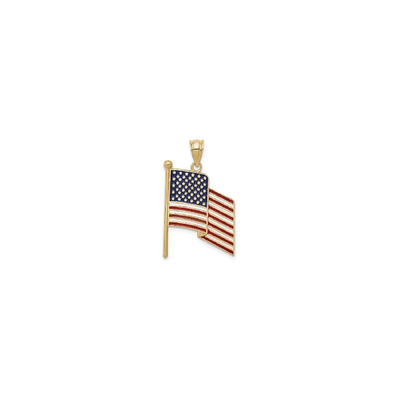 Laser - Cut Woodland Scene Pendant for Nature EnthusiastsEnameled Rippling American Flag Pendant (14K)