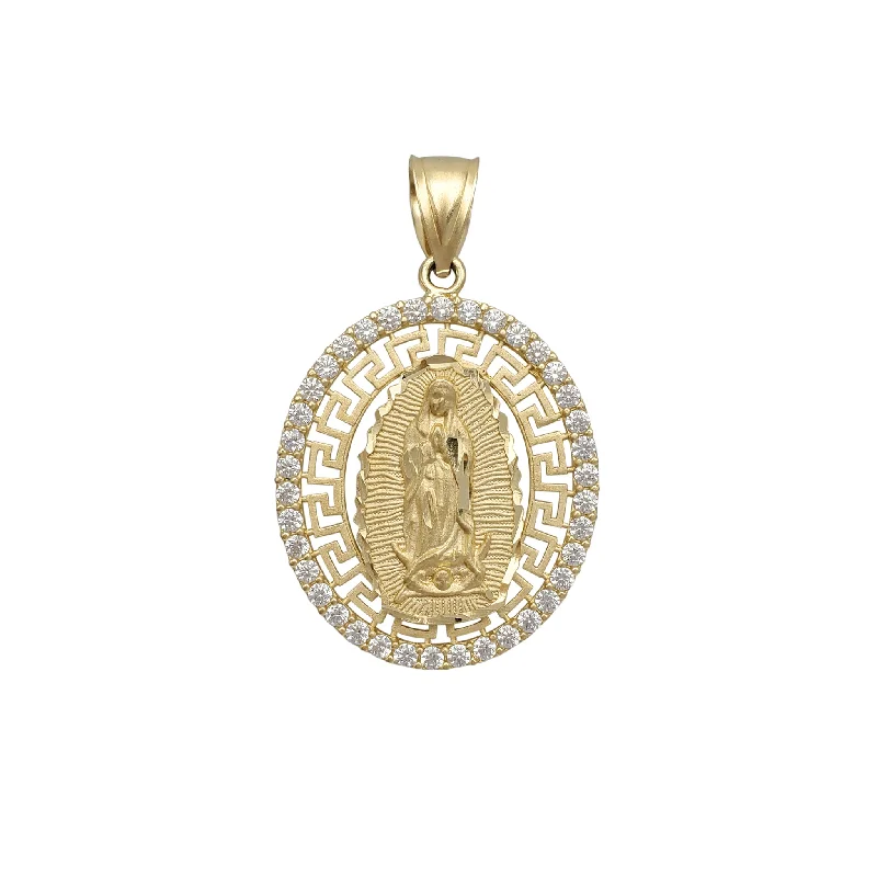 Water - Resistant Stainless Steel Diving - Themed Pendant for DiversZirconia Oval Greek-Key Halo Virgin Mary Pendant (14K)